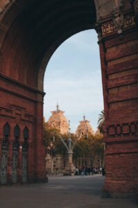 scenic view through arc de triomf in barcelona
