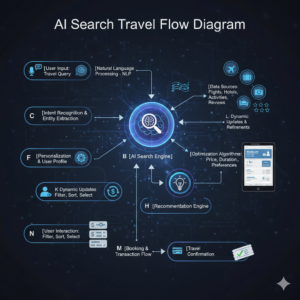 AI search travel flow diagram