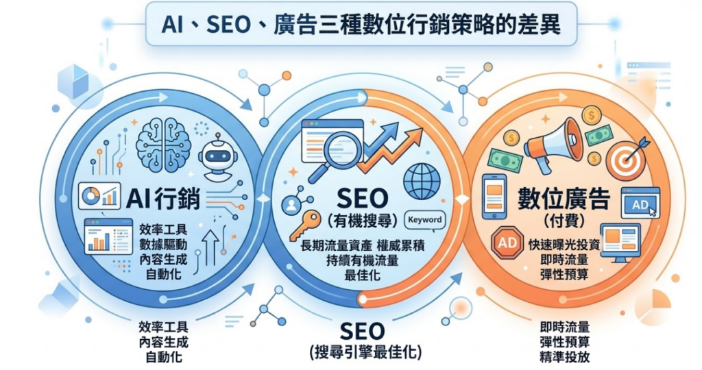AI、SEO、廣告差在哪？企業行銷最容易搞錯的三件事